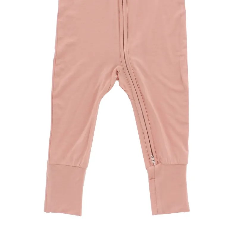 Premium bamboo Viscose spandex unisex baby sleep suit soft slim fit Convertible cuff sleeper baby romper with zipper
