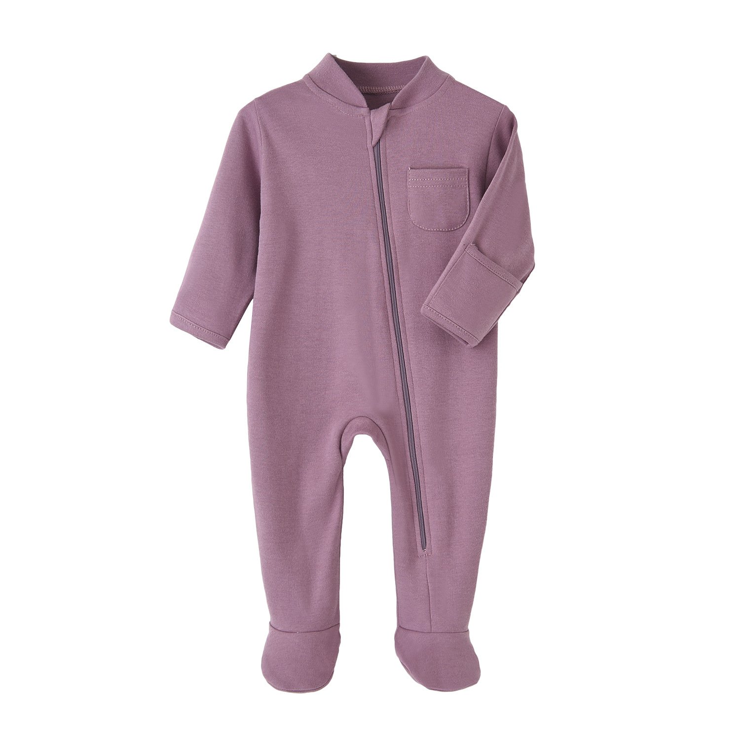 GOTS Certified Custom Onesies Sleeper Zip-front Bodysuit Long Sleeve Anti-slip Baby Clothes Organic Combed Cotton Romper