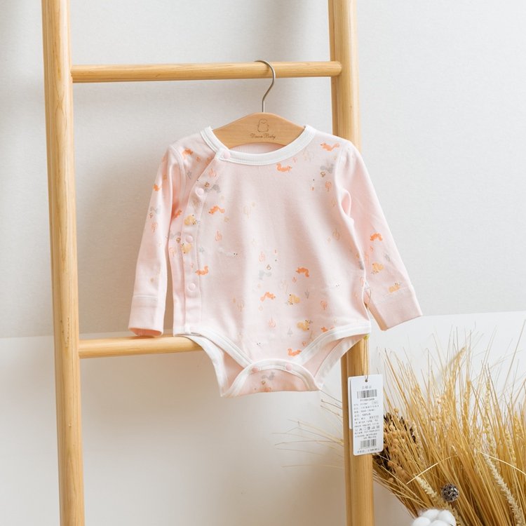 100% cotton long sleeve squirrel printed new born baby romper with side open