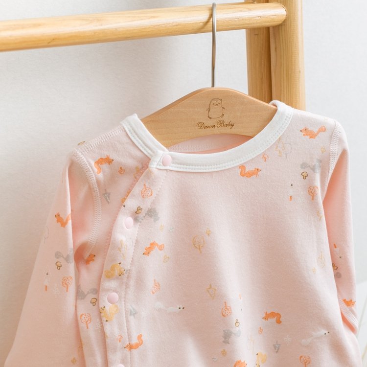 100% cotton long sleeve squirrel printed new born baby romper with side open