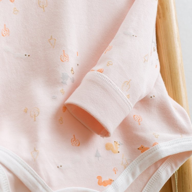 100% cotton long sleeve squirrel printed new born baby romper with side open