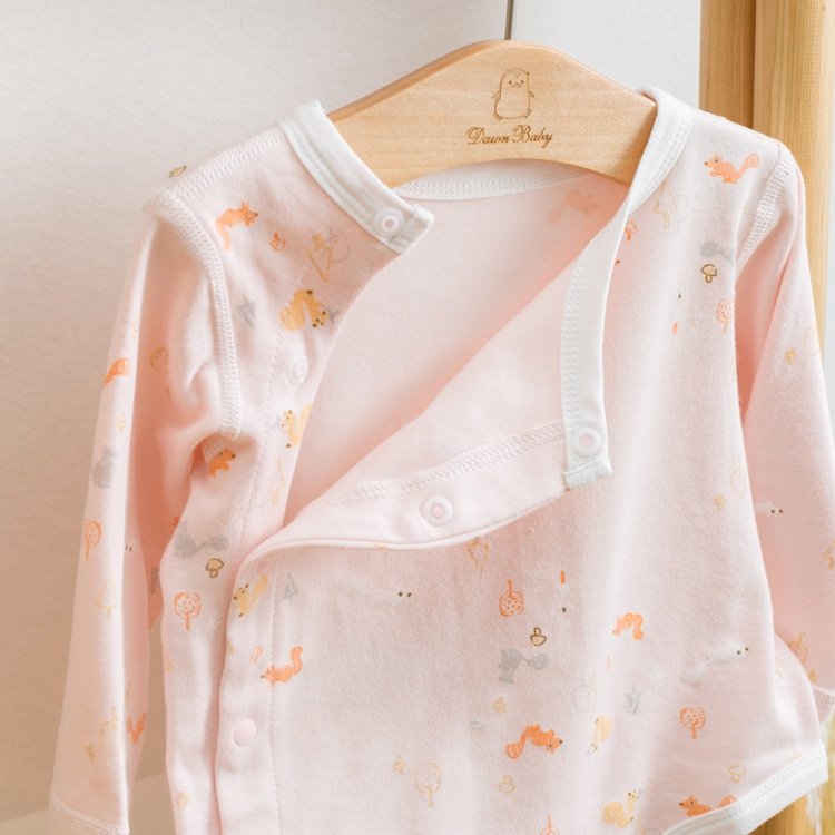 100% cotton long sleeve squirrel printed new born baby romper with side open