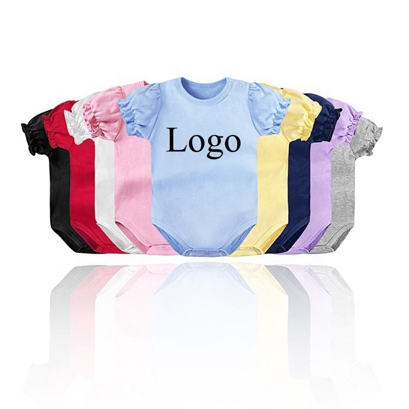 Baby Girls Rompers Sweet Ruffles Newborn Baby Rompers 100% Cotton Summer Clothing Short Sleeve Bodysuit baby rompers wholesale