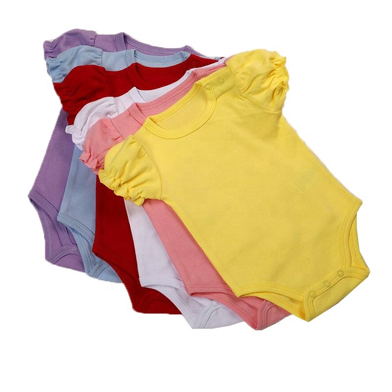 Baby Girls Rompers Sweet Ruffles Newborn Baby Rompers 100% Cotton Summer Clothing Short Sleeve Bodysuit baby rompers wholesale