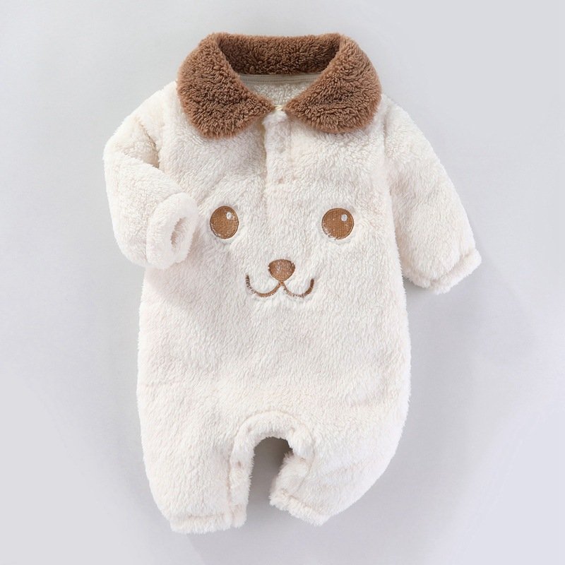 Newborn Winter Jumpsuit Buckle Design Newborn Polyester Jumpsuit Long Sleeved Keep Warm Lovely Kids Outerwear