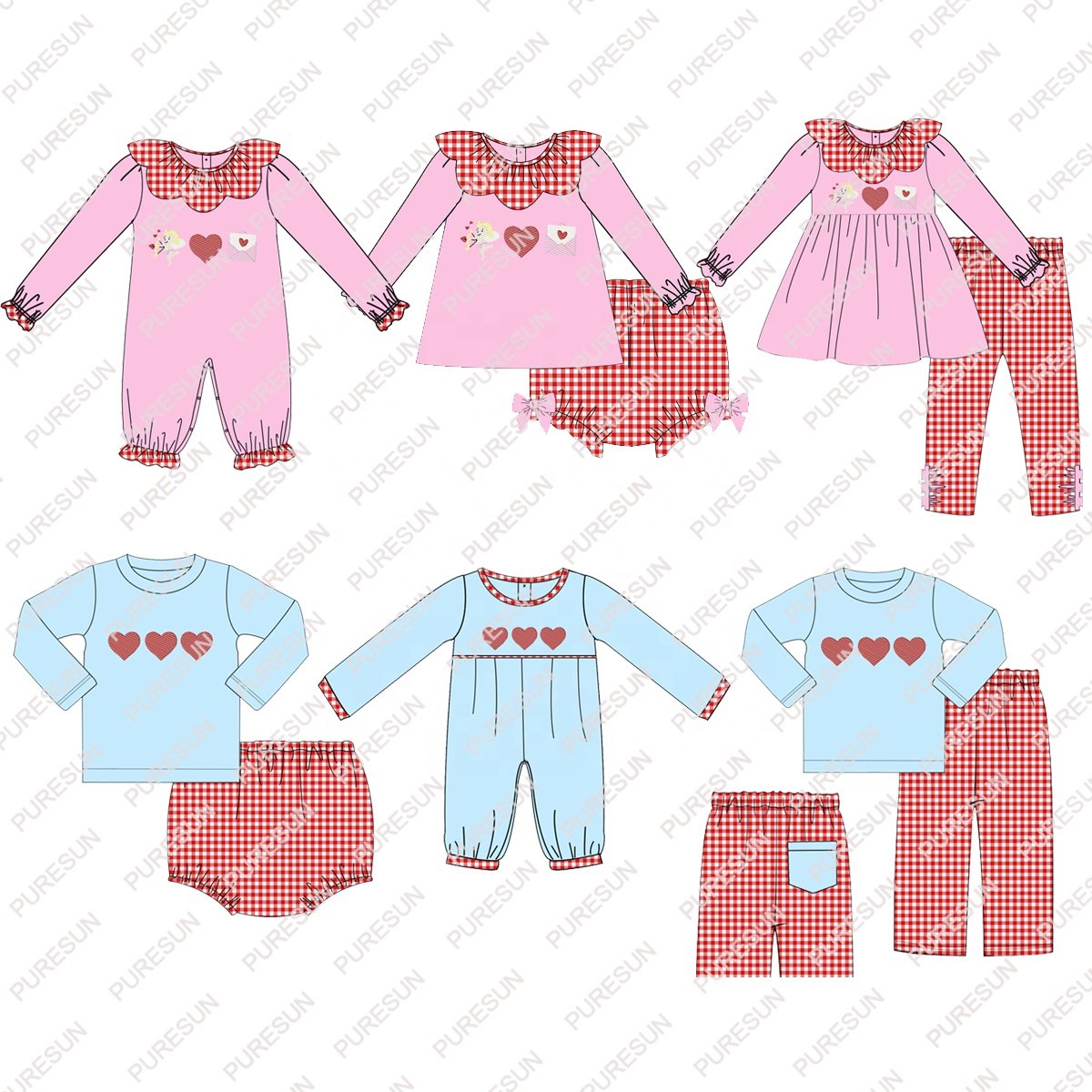2023 Valentine's toddler girls clothing scalloped long sleeve baby girls' rompers woven cotton newborn baby girl jumpsuits