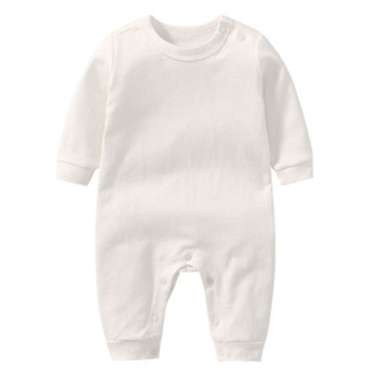Summer cheap custom baby block solid colour long sleeve romper clothes white blank 100% thick cotton bodysuit baby rompers