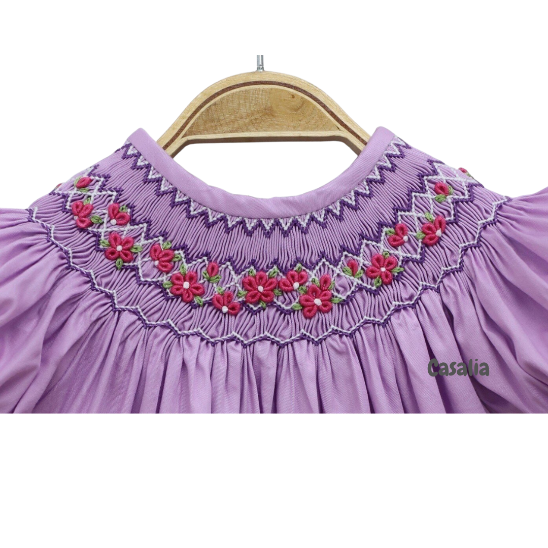 Cute Bishop A-Line Baby Girl Dress Hand Embroidered Thorns Flowers OEM ODM Sets for Children