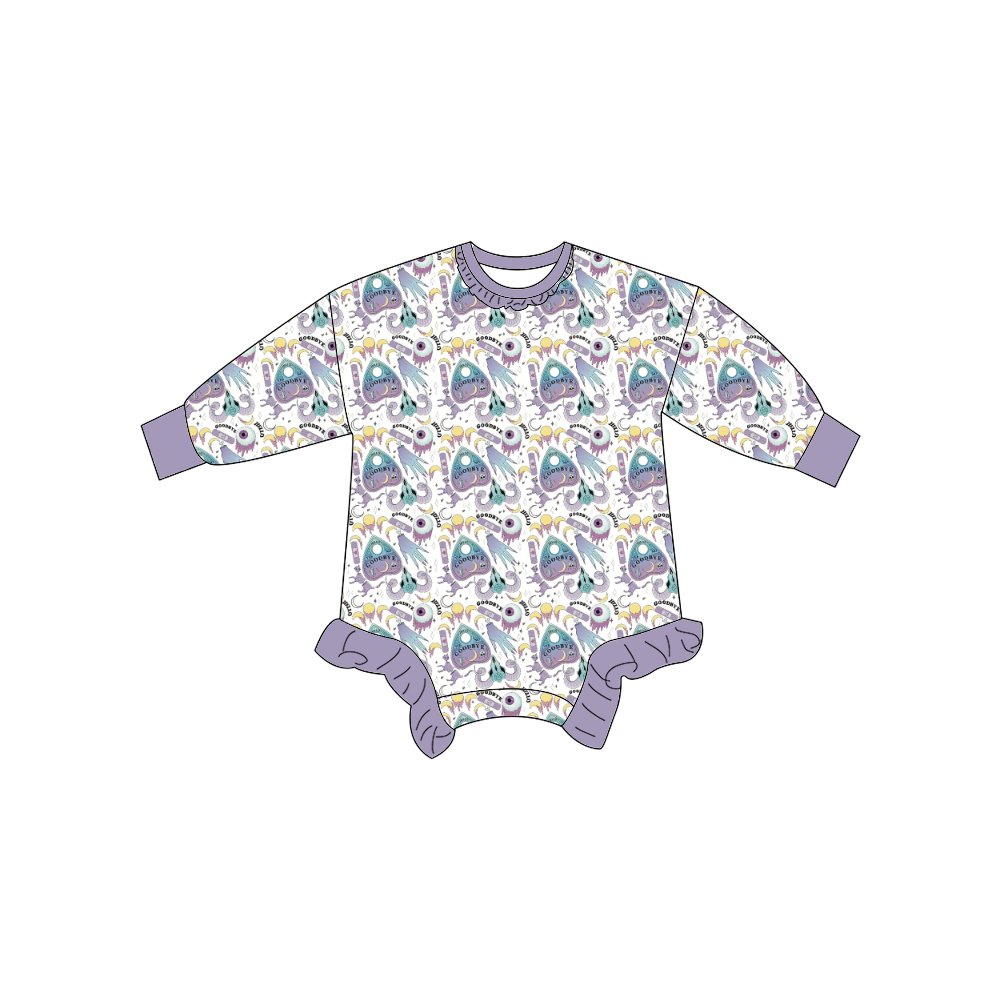 New Fashion Baby Ruffle Bubble Romper Long Sleeve Baby Rompers Toddler Girls Floral Printed Sweater Romper For Baby
