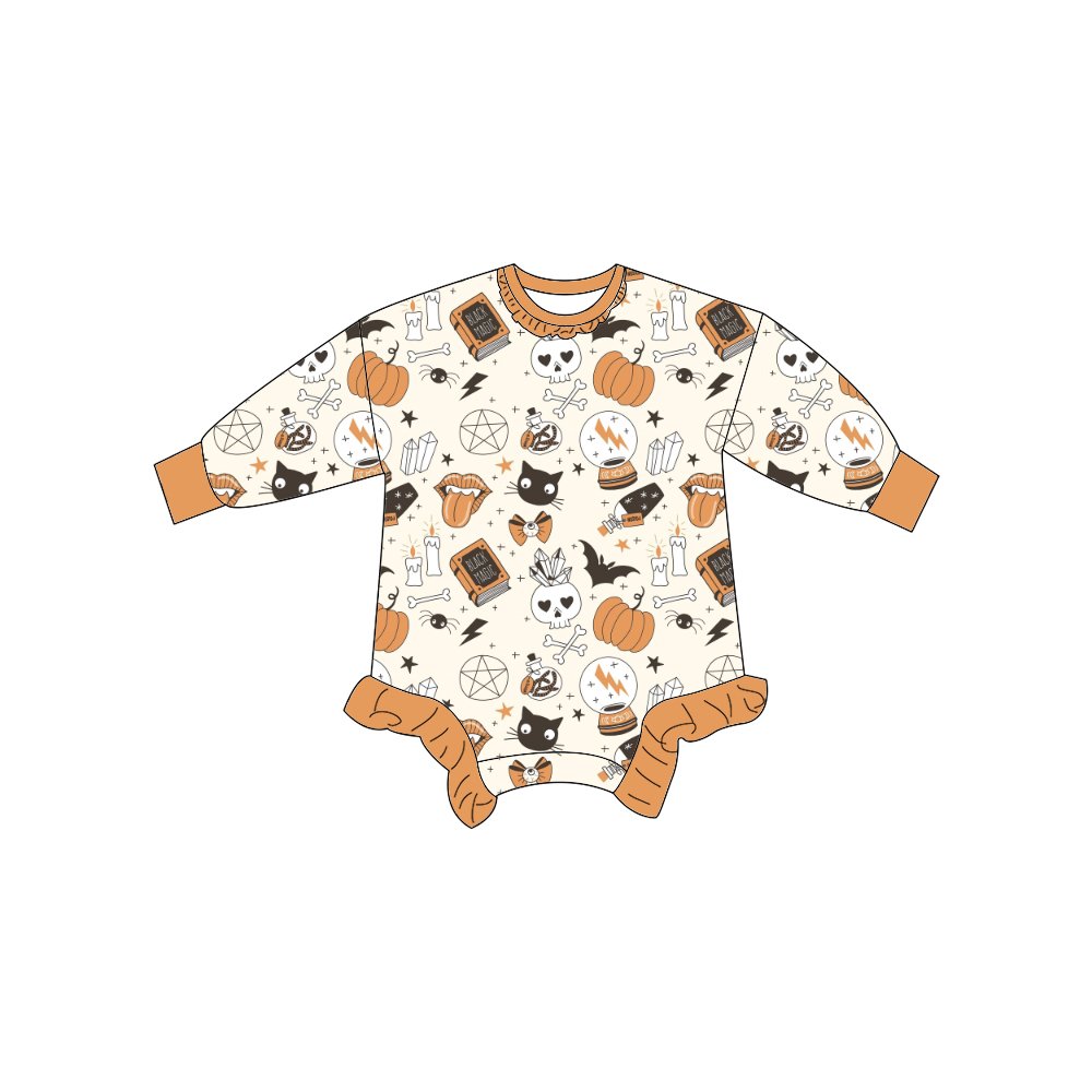 New Fashion Baby Ruffle Bubble Romper Long Sleeve Baby Rompers Toddler Girls Floral Printed Sweater Romper For Baby
