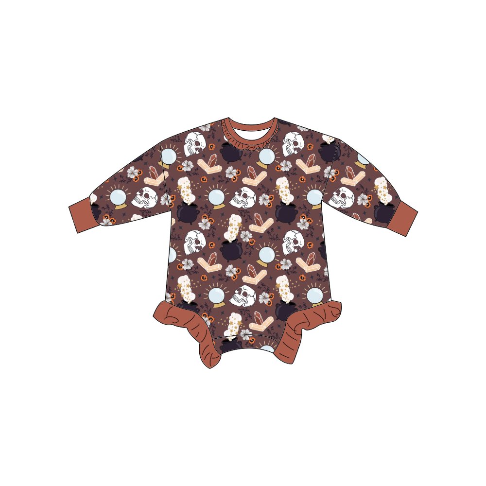 New Fashion Baby Ruffle Bubble Romper Long Sleeve Baby Rompers Toddler Girls Floral Printed Sweater Romper For Baby