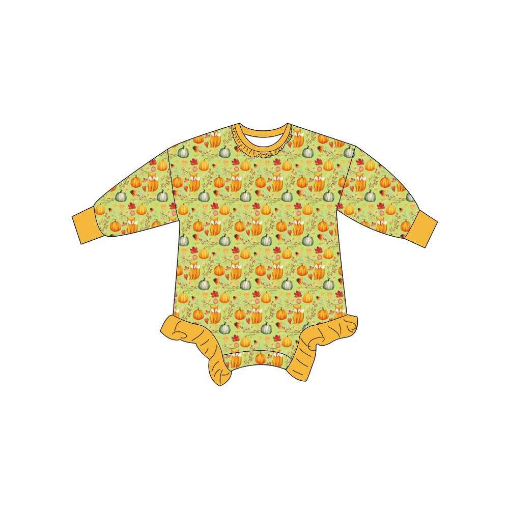 New Fashion Baby Ruffle Bubble Romper Long Sleeve Baby Rompers Toddler Girls Floral Printed Sweater Romper For Baby