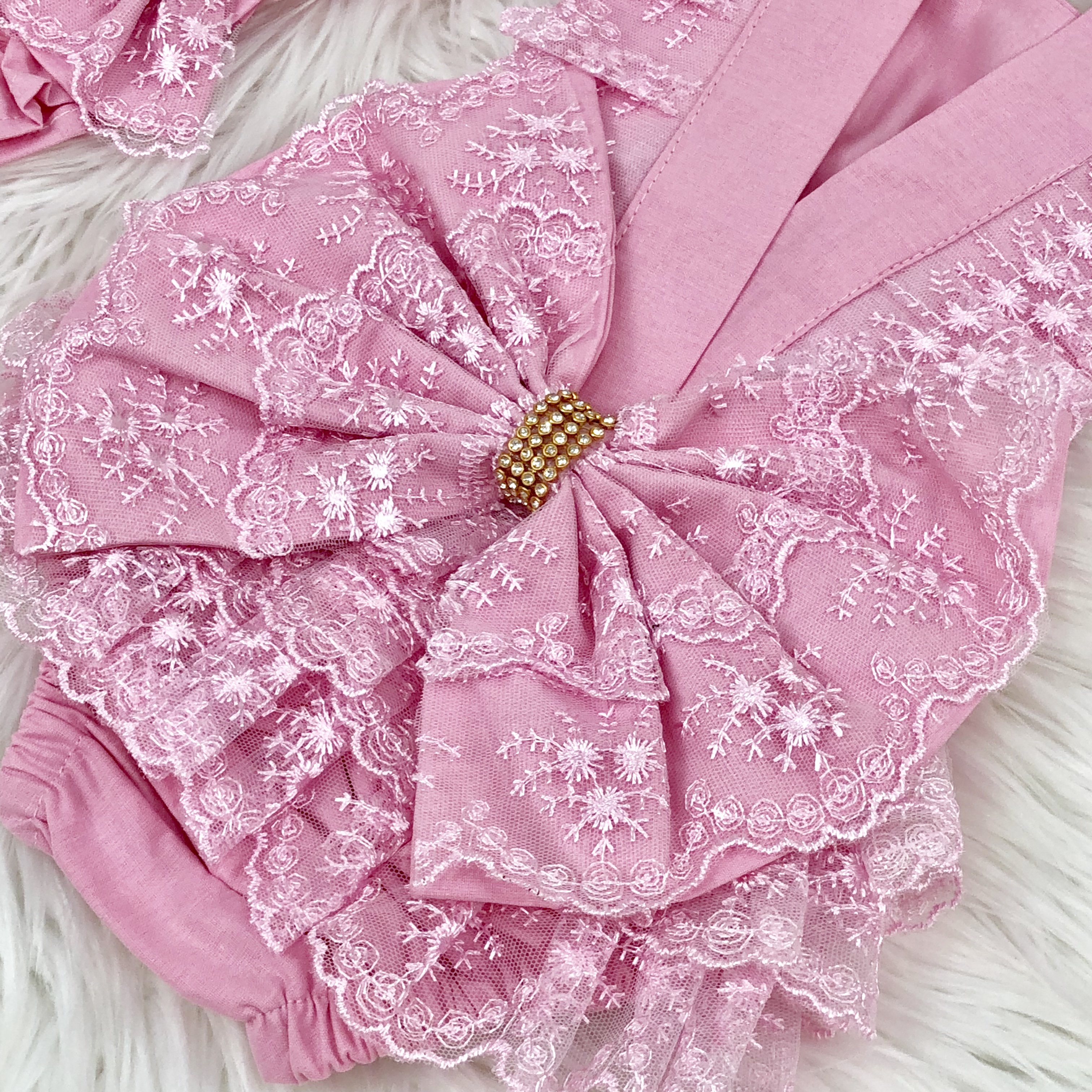 Adorable Pink Lace Baby Romper with Bow and Headband Perfect Newborn Outfit for Special Occasions Cotton For Girl in Pink