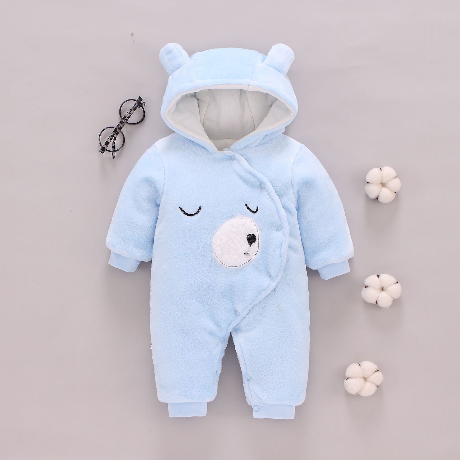 Hongbo custom baby boys girls clothes 0-12 months winter onesies jumpsuit velvet baby rompers set with hat for autumn winter