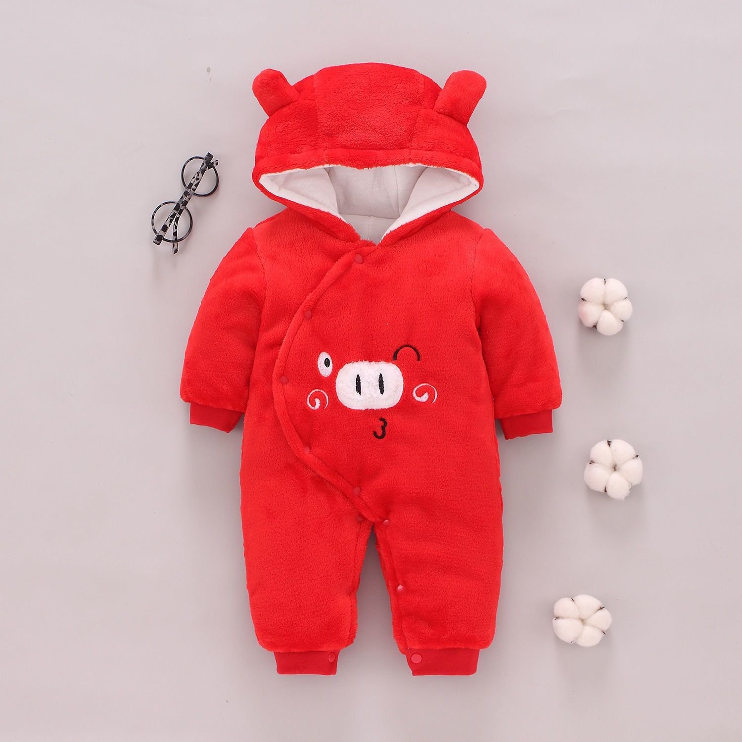 Hongbo custom baby boys girls clothes 0-12 months winter onesies jumpsuit velvet baby rompers set with hat for autumn winter