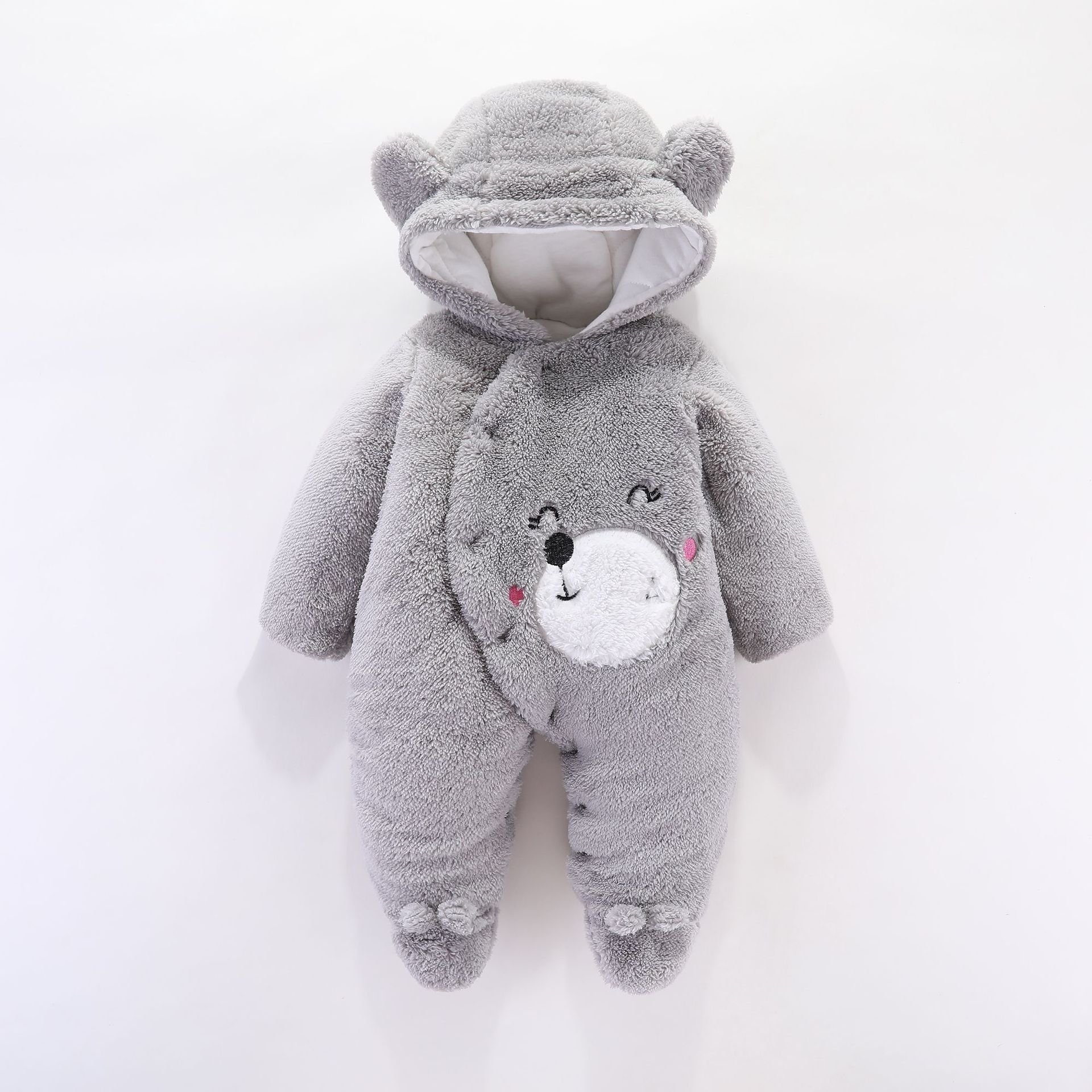 Hongbo custom baby boys girls clothes 0-12 months winter onesies jumpsuit velvet baby rompers set with hat for autumn winter