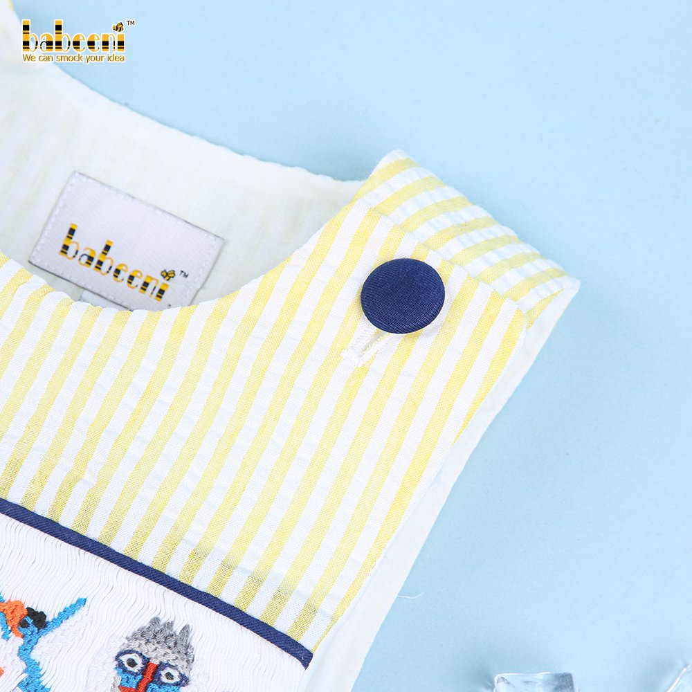 Nice Cartoon Animals Striped Summer Sleeveless Rompers Baby Boys Clothing Sets ODM wholesale chilren clothing - BB2464