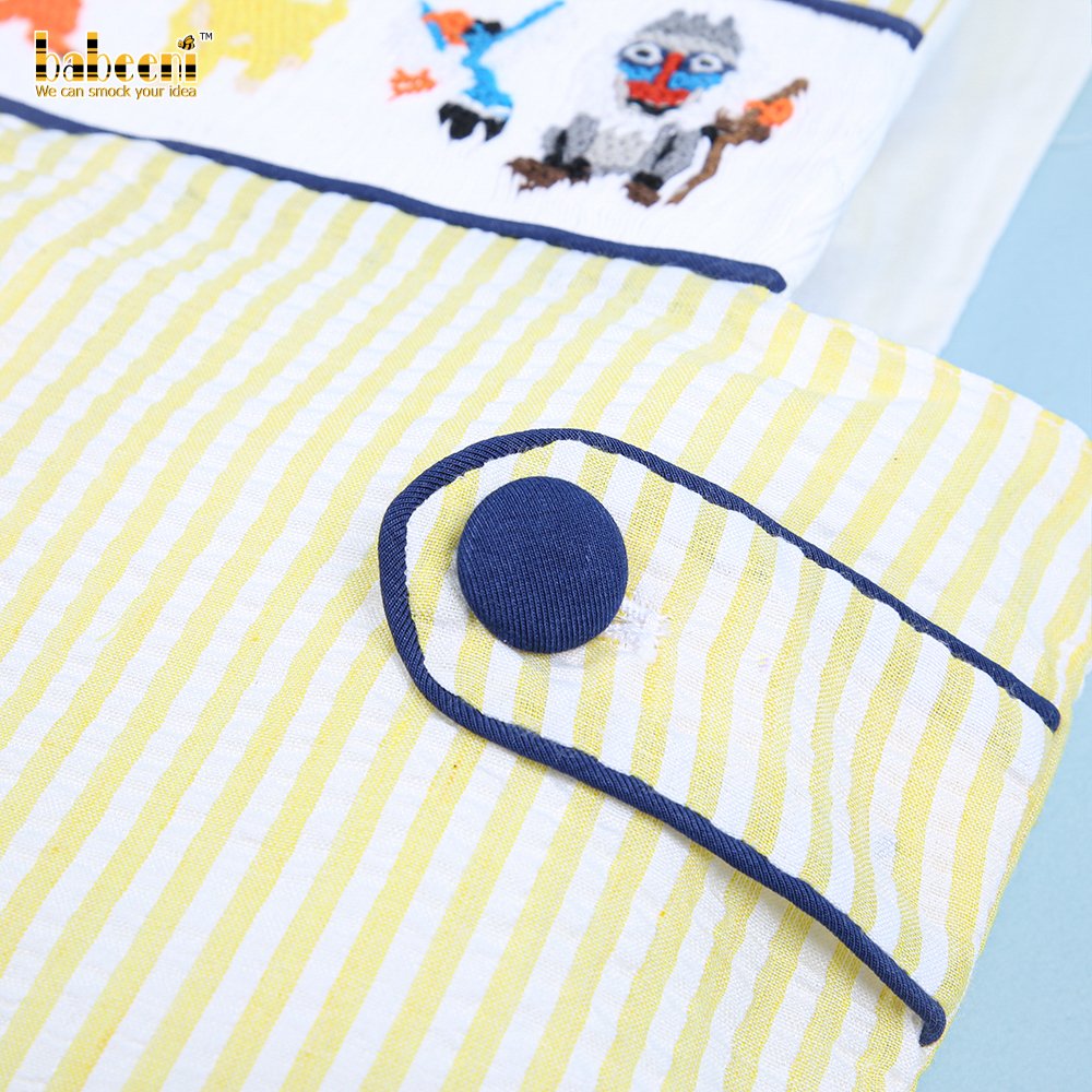 Nice Cartoon Animals Striped Summer Sleeveless Rompers Baby Boys Clothing Sets ODM wholesale chilren clothing - BB2464