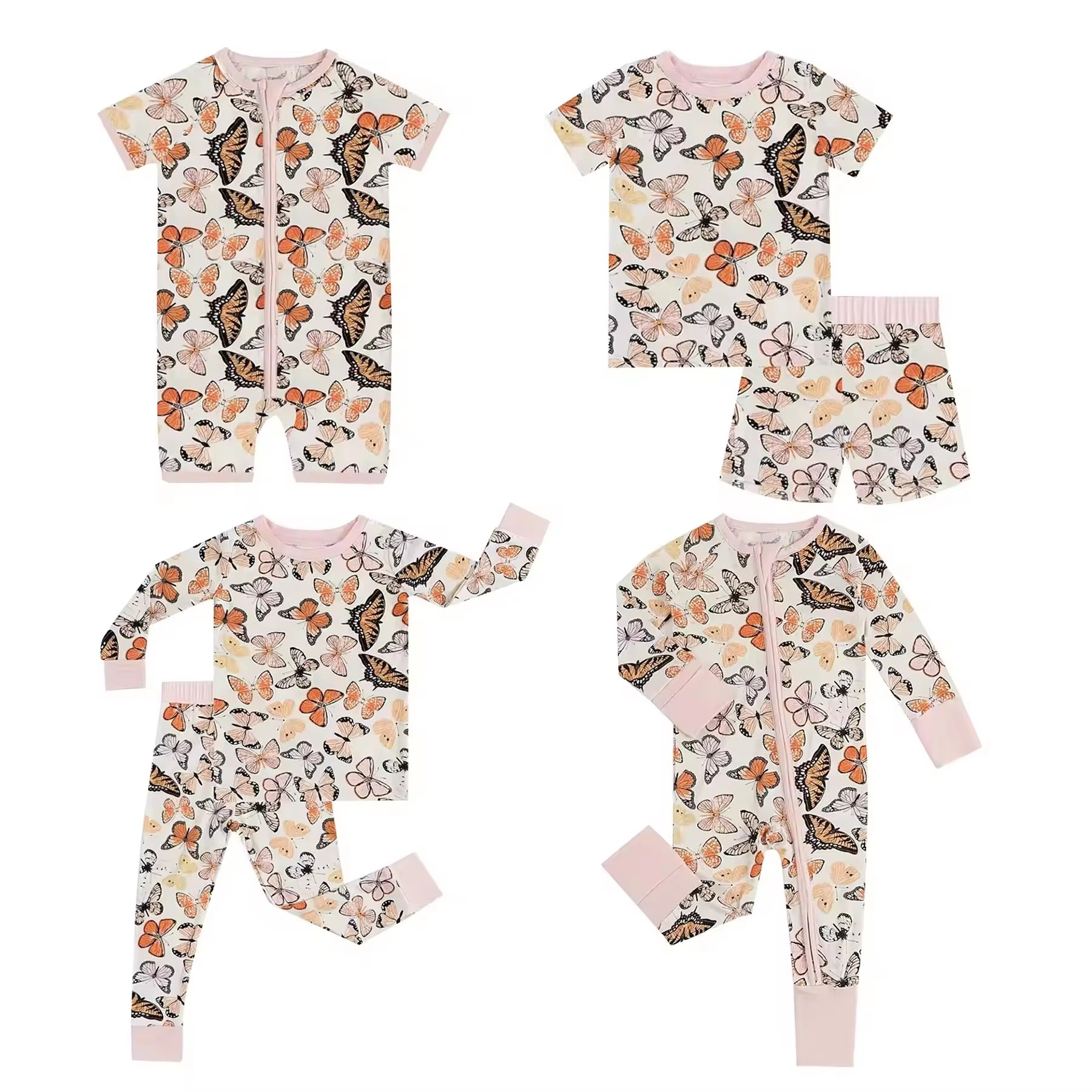 Wholesale casual style custom animal printed kids baby bamboo romper short sleeve