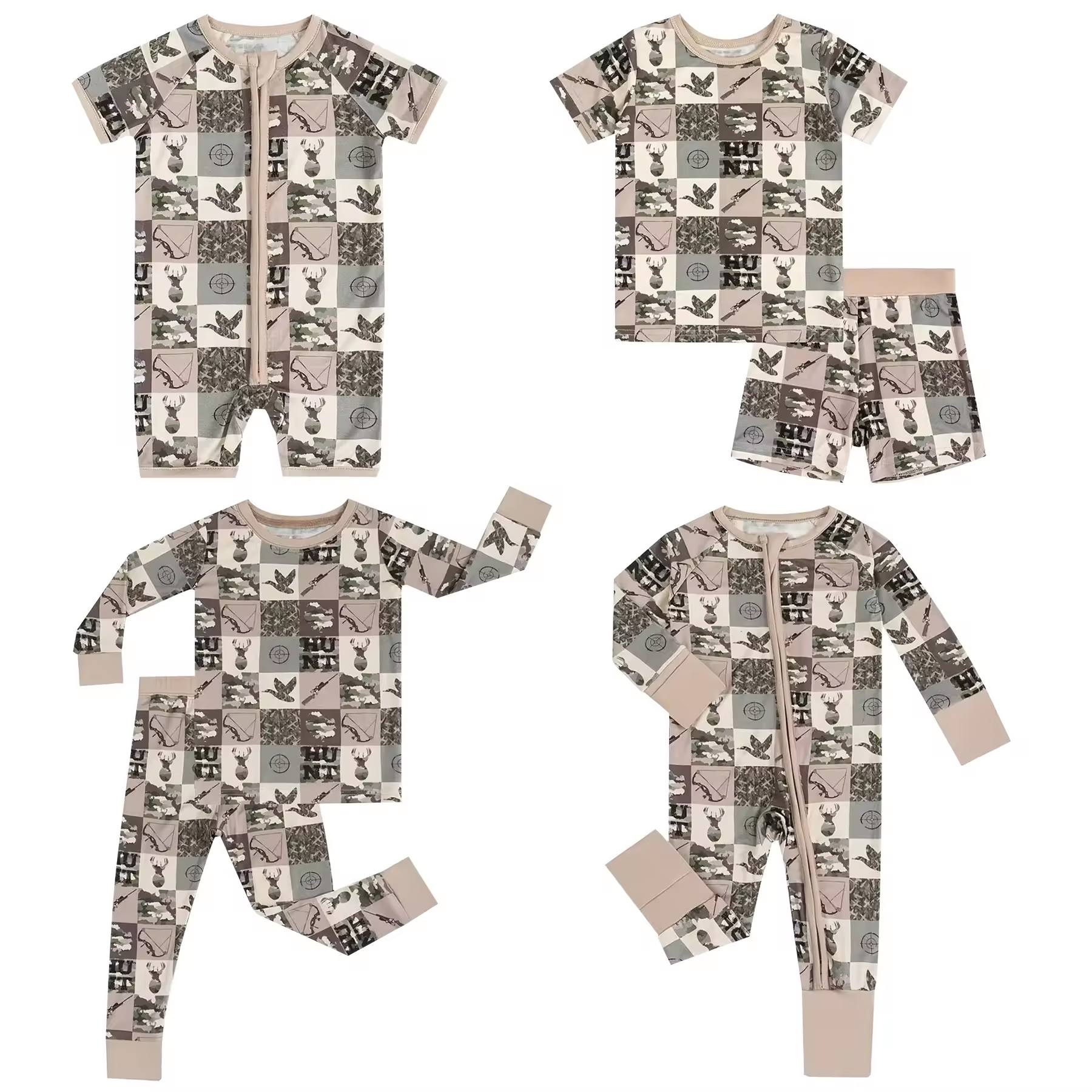 Wholesale casual style custom animal printed kids baby bamboo romper short sleeve