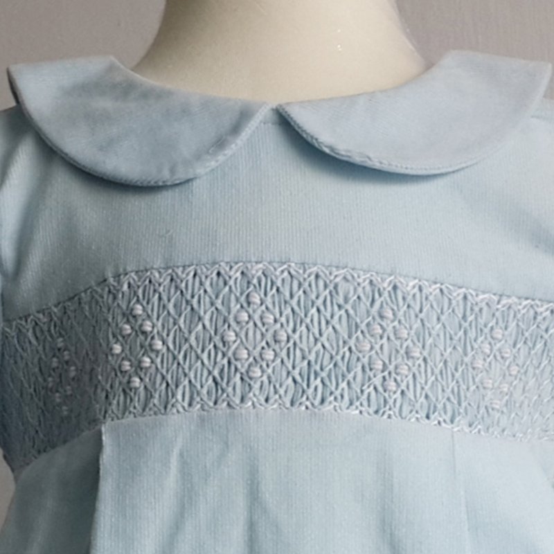 Summer Peter Pan Collar 100% Cotton Hand-smocked Bubble Romper Customized Hand Made Embroidery Short Sleeve Baby Rompers