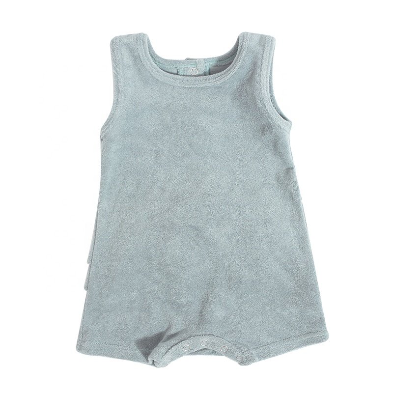 High Quality Baby Clothes Summer Sleeveless Solid Color Cute and Fashionable Towel Cloth Girls' Jumpsuit Baby Rompers