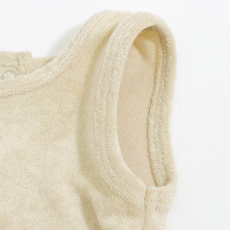 High Quality Baby Clothes Summer Sleeveless Solid Color Cute and Fashionable Towel Cloth Girls' Jumpsuit Baby Rompers