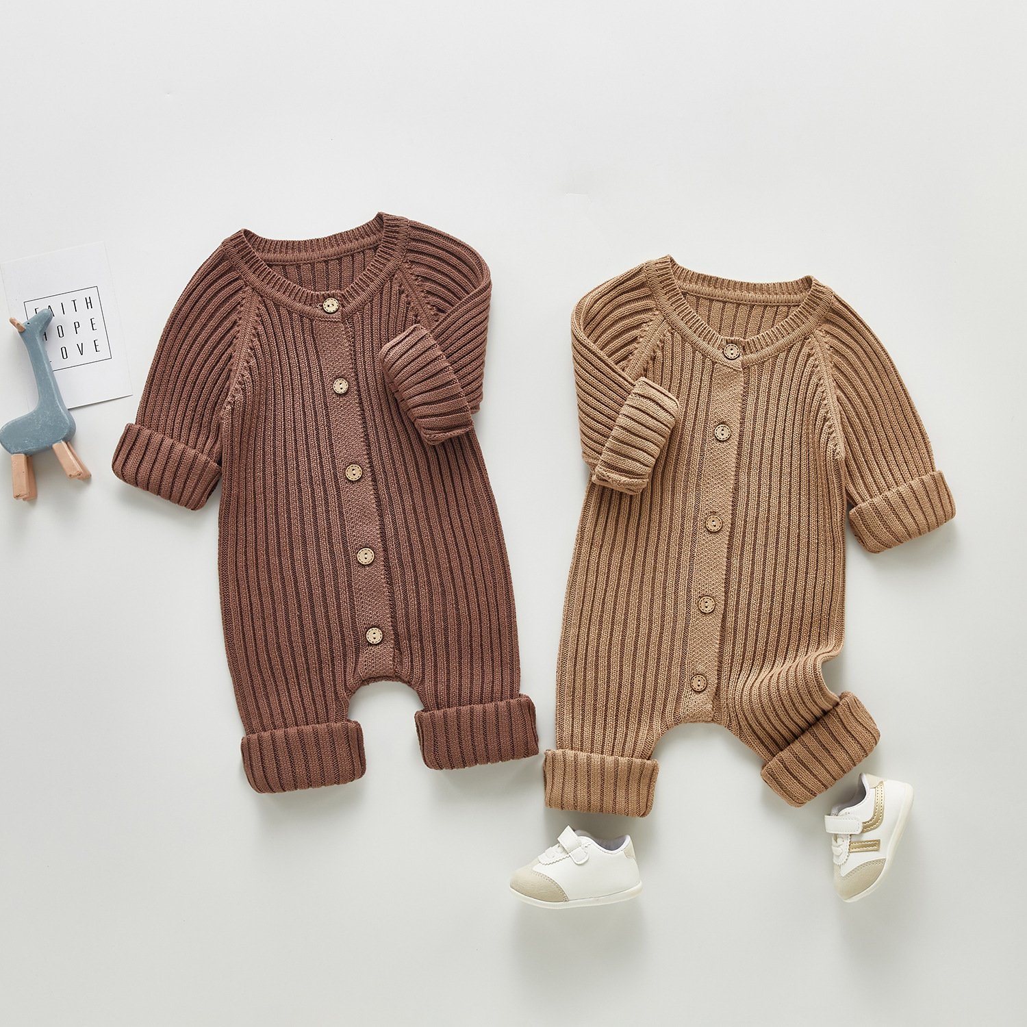 Long Sleeve Fall Winter Cotton Ribbed Kids Jumpsuit Harper Buttons Onesies Baby Pajamas Girl Clothes Knit Baby Sweater Romper