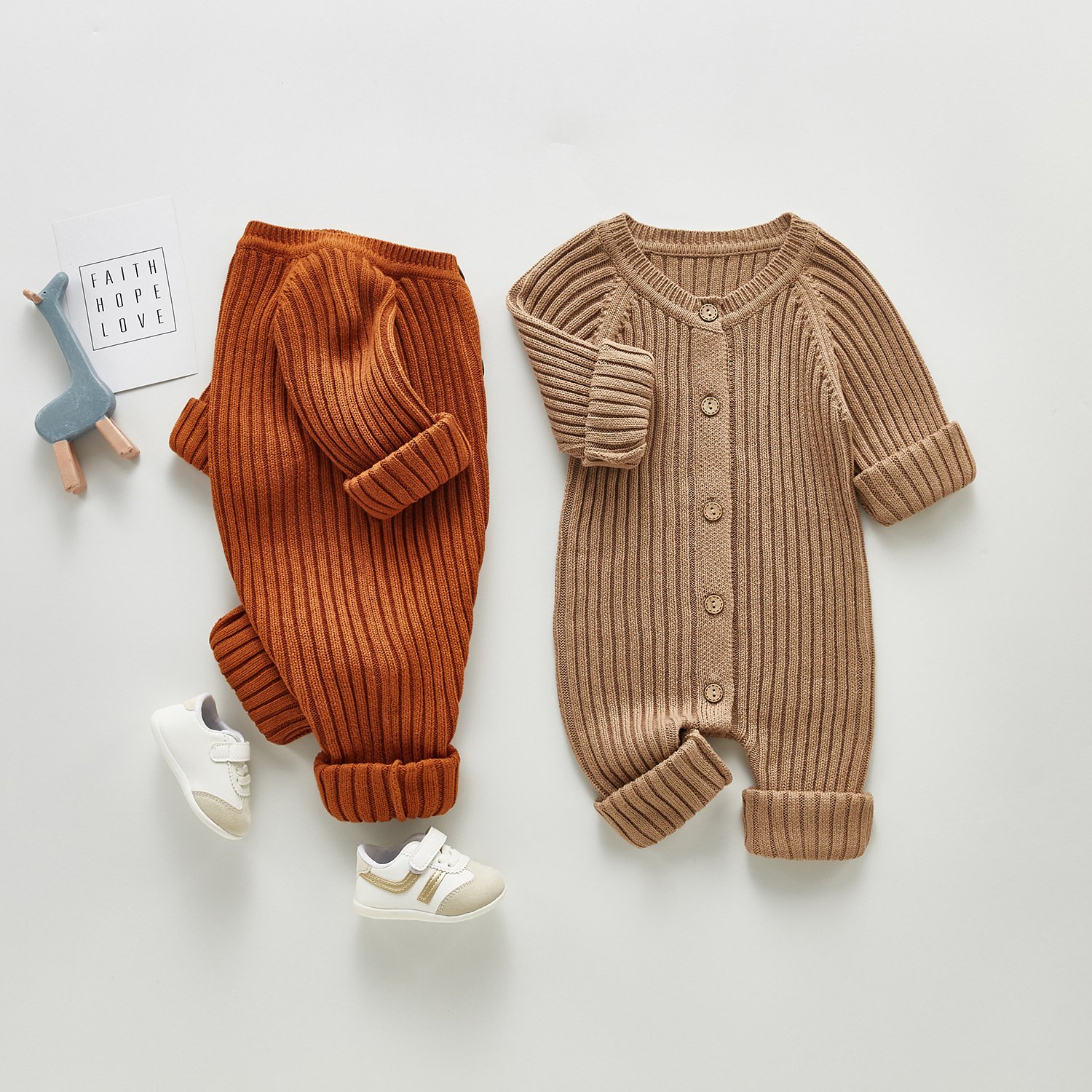 Long Sleeve Fall Winter Cotton Ribbed Kids Jumpsuit Harper Buttons Onesies Baby Pajamas Girl Clothes Knit Baby Sweater Romper