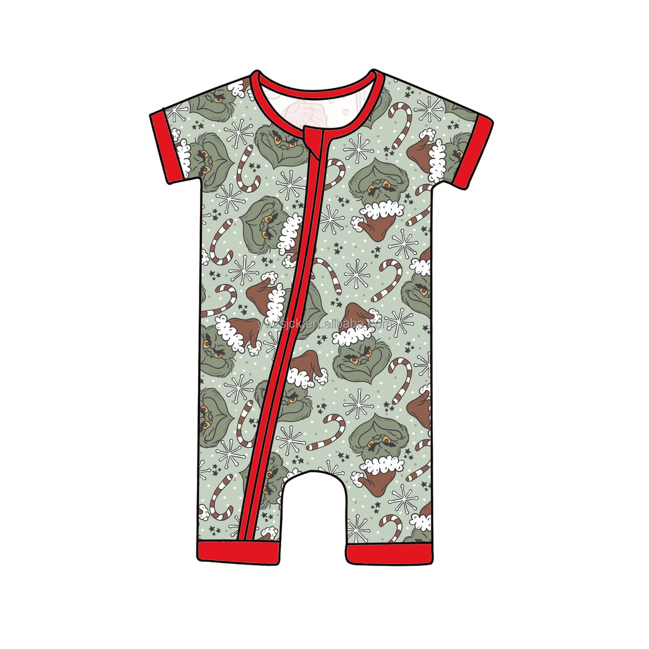 Custom Print 95% Bamboo Viscose 5% Spandex Short Sleeve Baby Shorties Christmas Print Girl Baby Romper
