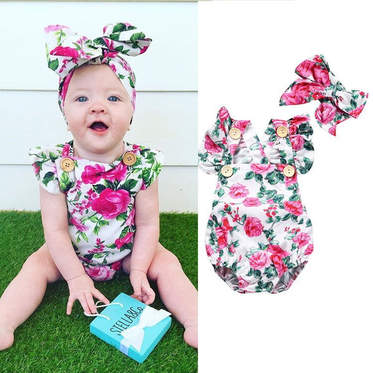 Children's clothing 1-3 years old baby one-piece romper summer flowers newborn clothes