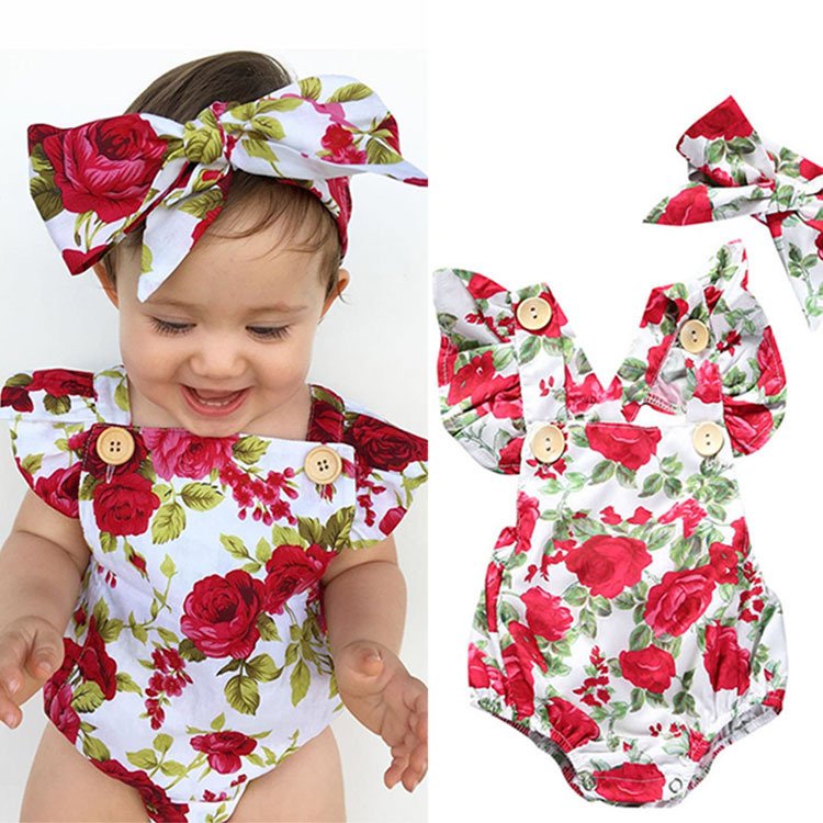 Children's clothing 1-3 years old baby one-piece romper summer flowers newborn clothes