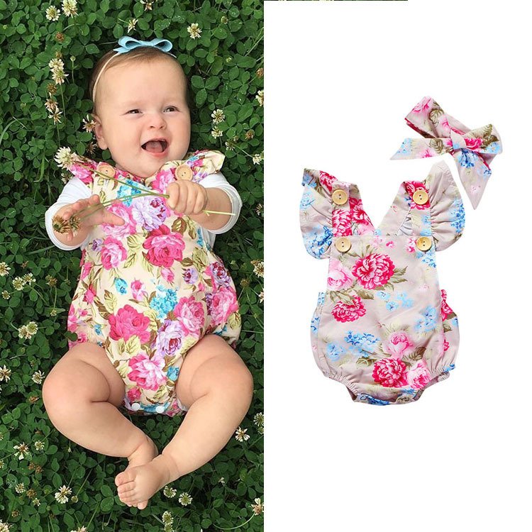 Children's clothing 1-3 years old baby one-piece romper summer flowers newborn clothes