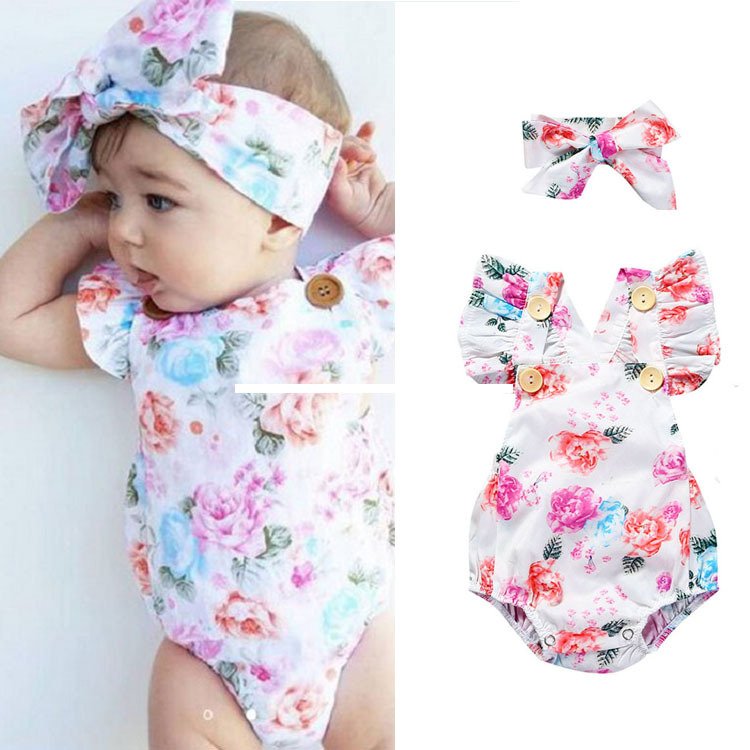 Children's clothing 1-3 years old baby one-piece romper summer flowers newborn clothes