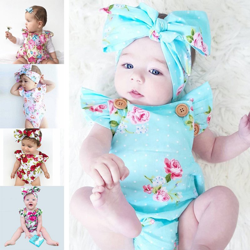 Children's clothing 1-3 years old baby one-piece romper summer flowers newborn clothes