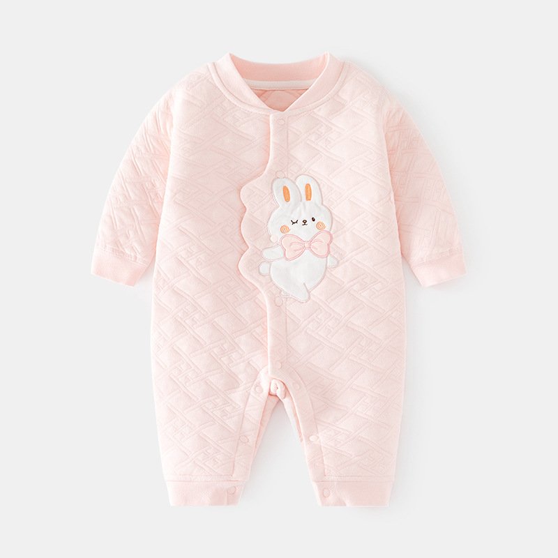 Winter Infant Boy Casual Printing Clothes Newborn Baby Cotton Thickened Jacquard Romper Toddler Girls Long Sleeves Warm Pajamas