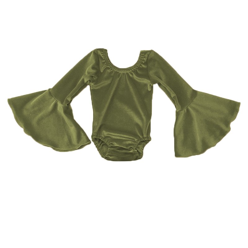 QL2021 kid boutique wholesale infant toddler onesie solid velvet bellsleeve leotard valentines day romper