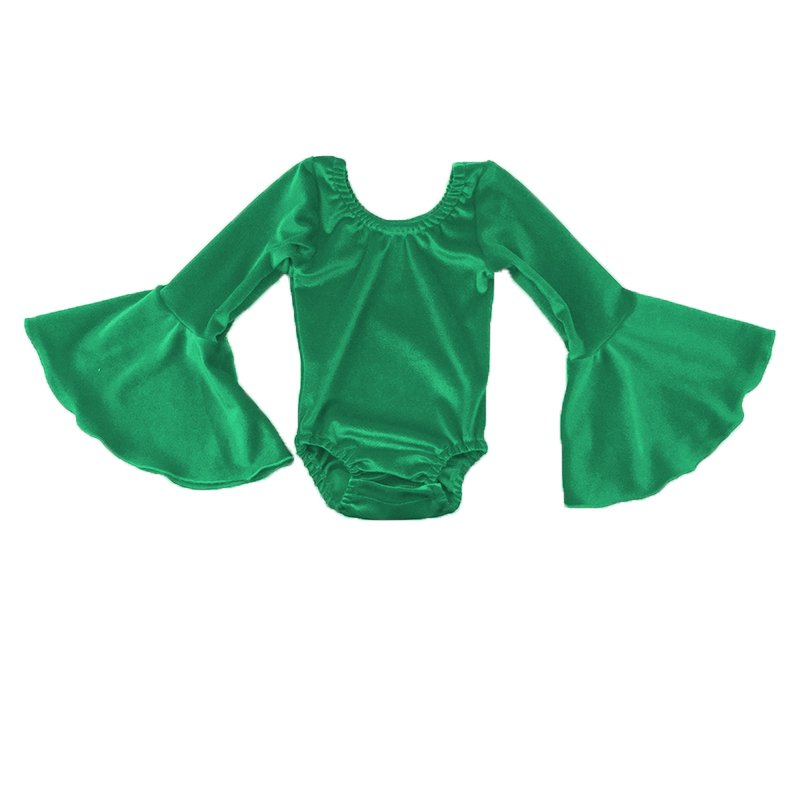 QL2021 kid boutique wholesale infant toddler onesie solid velvet bellsleeve leotard valentines day romper