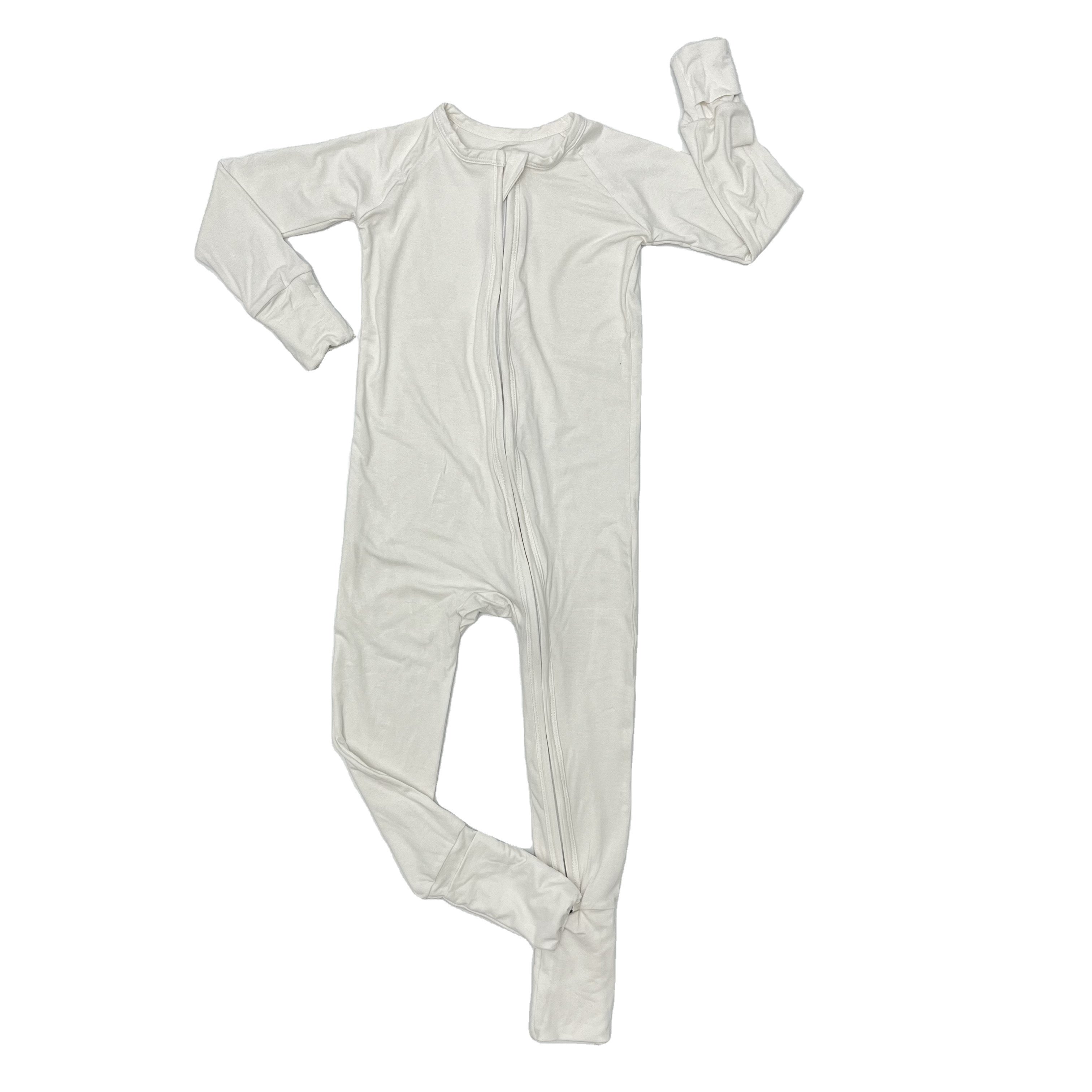 Qingli OEM Best Quality Bamboo Newborn Baby Romper Zippy Custom 65 Solid Color Blank Baby Winter Pajamas