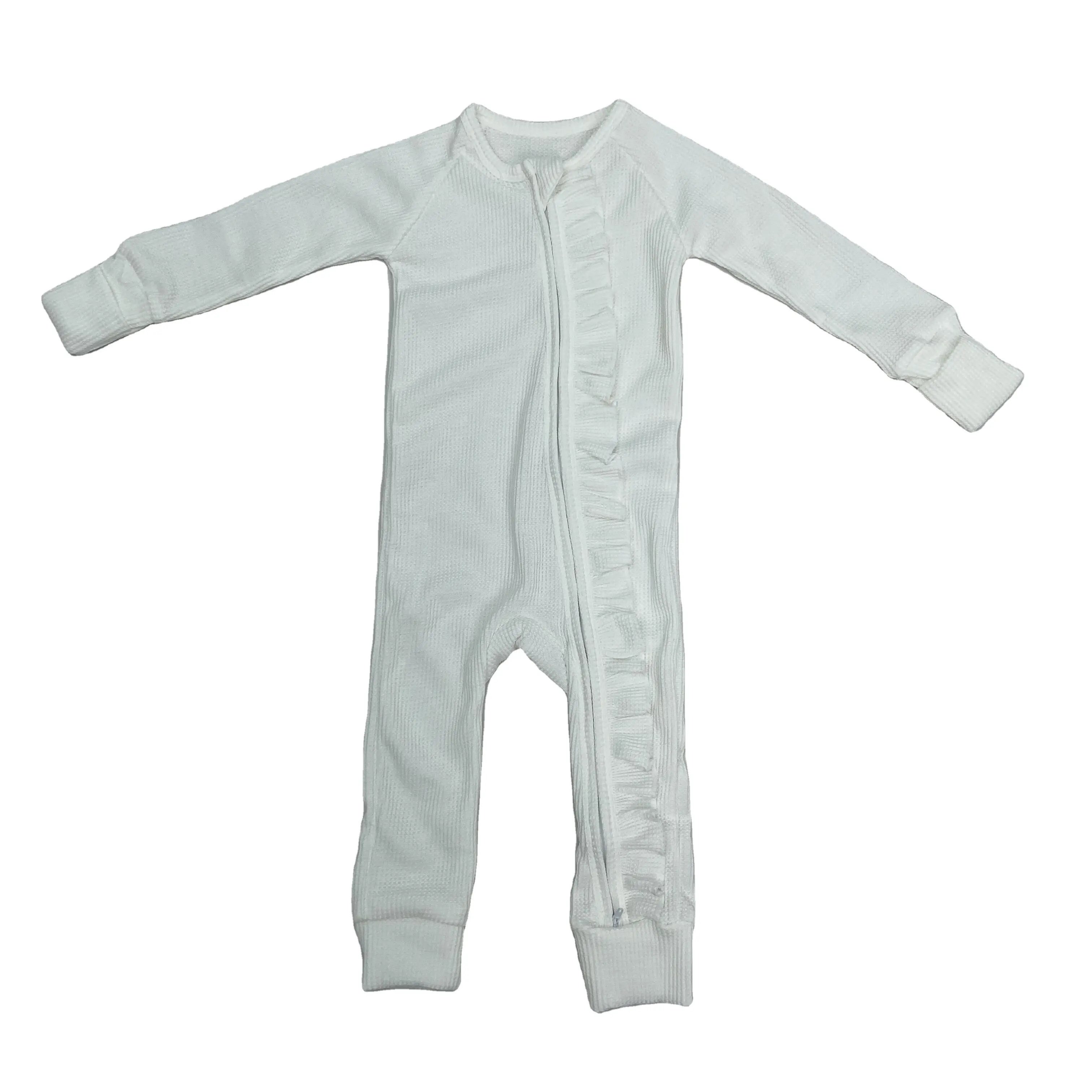 Qingli OEM Best Quality Bamboo Newborn Baby Romper Zippy Custom 65 Solid Color Blank Baby Winter Pajamas