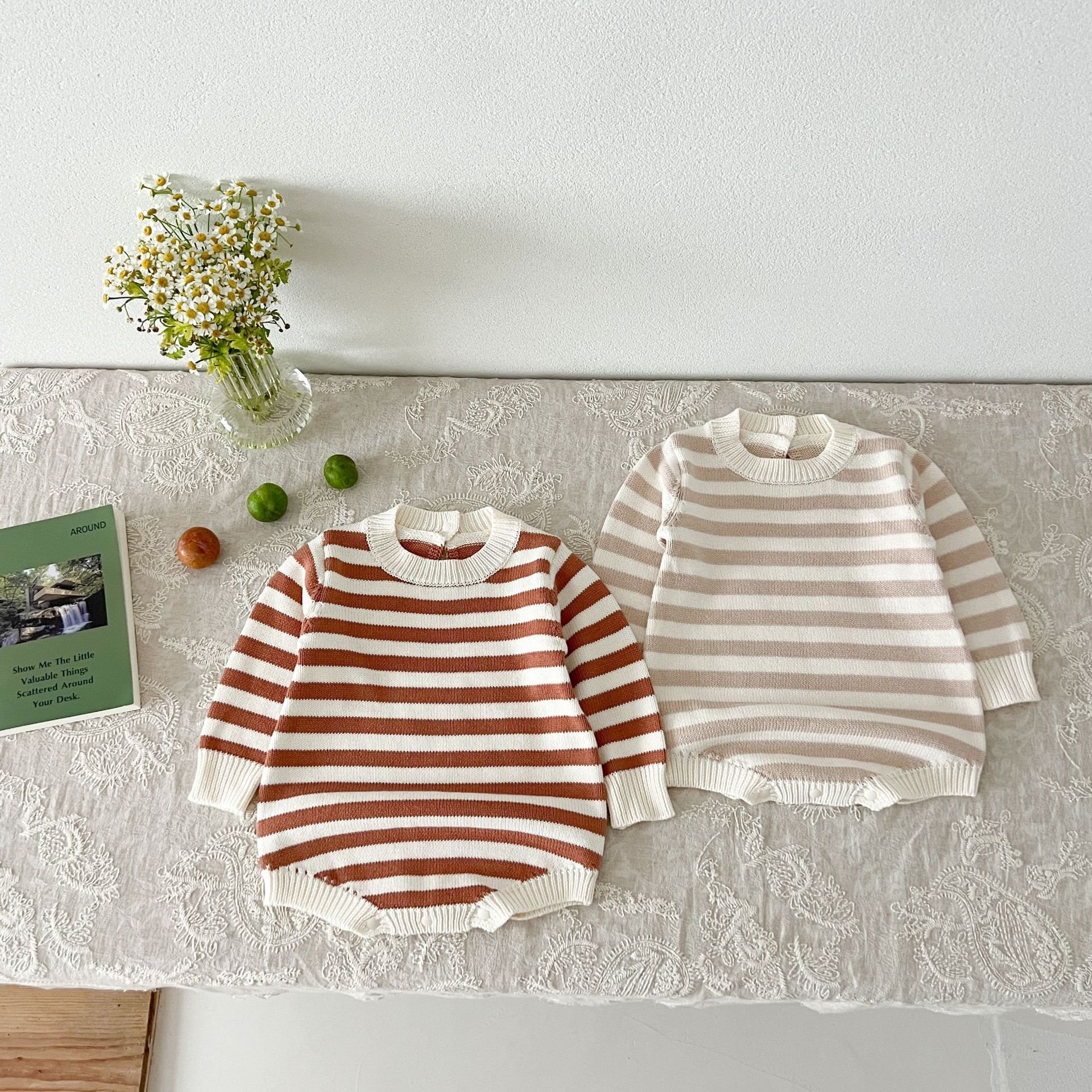 Autumn baby romper knitted crawling clothes newborn baby boys and girls sweaters fart clothes