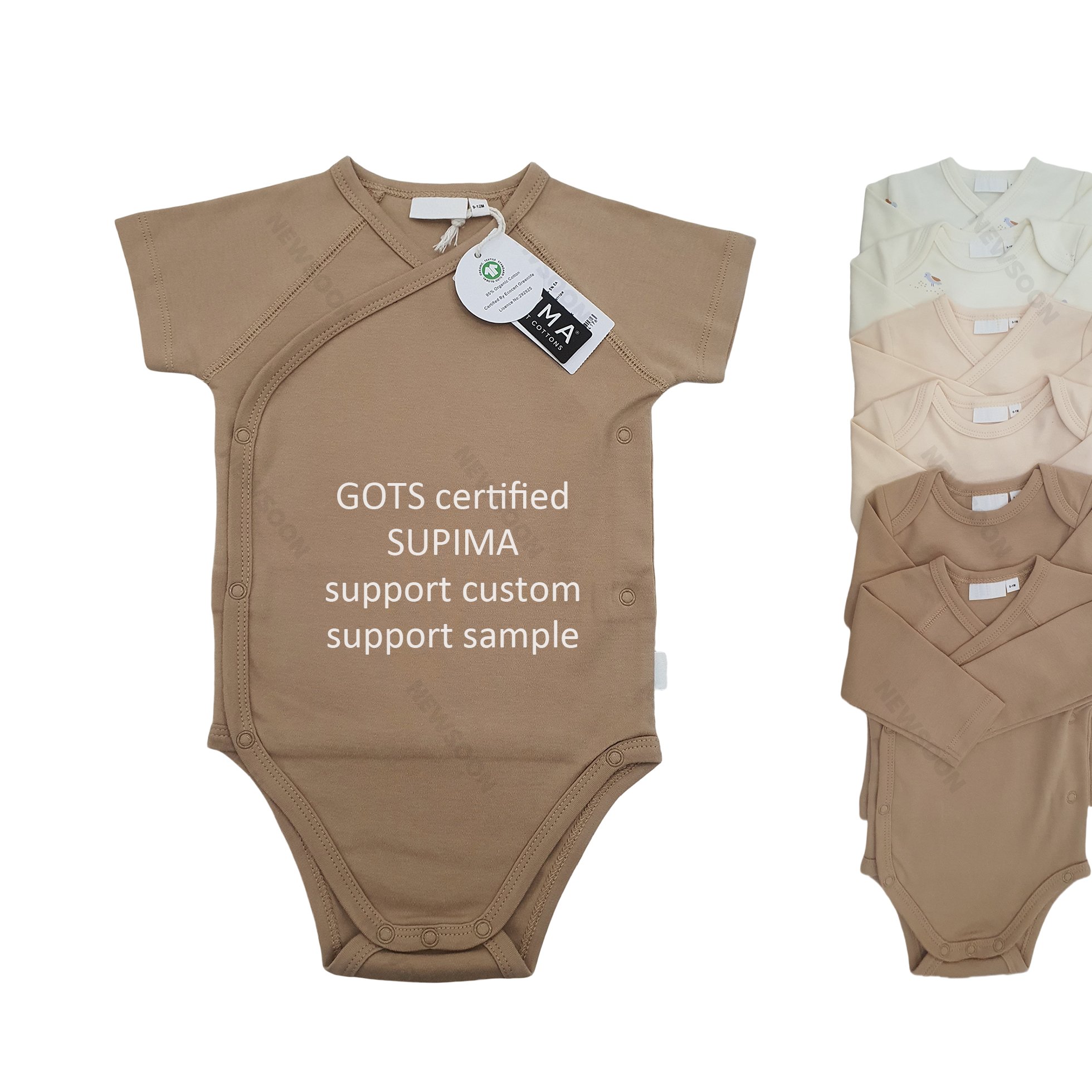 0-12 Months Baby Bodysuits Organic Cotton Short Sleeves Baby Romper Peru Pima Cotton Pajamas Mocha Summer Baby Clothes Onesies
