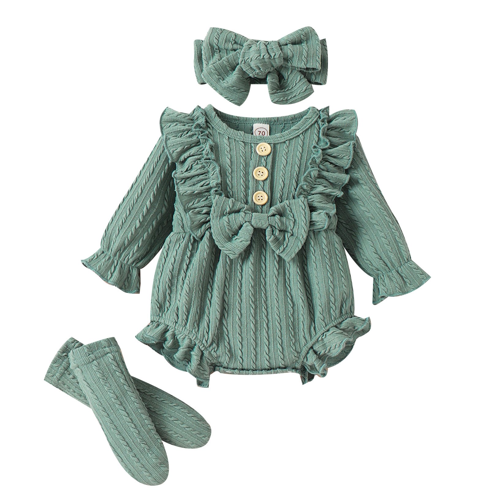 Newborn Infant Baby Bodysuit Summer Lace Sleeveless Jumpsuits Cotton Linen Front Button Ruffle Rompers With Plain Bow Headbands