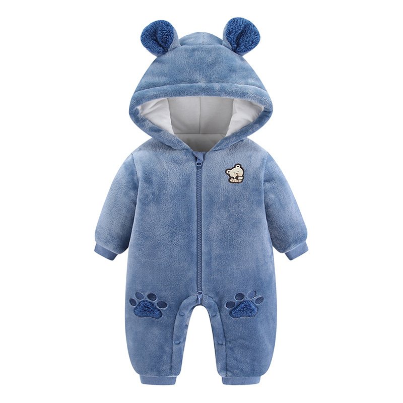 Baby Autumn And Winter Long Sleeve Thickened Zipper Hood Animal Design Newborn Outdoor Clothing Baby Romper