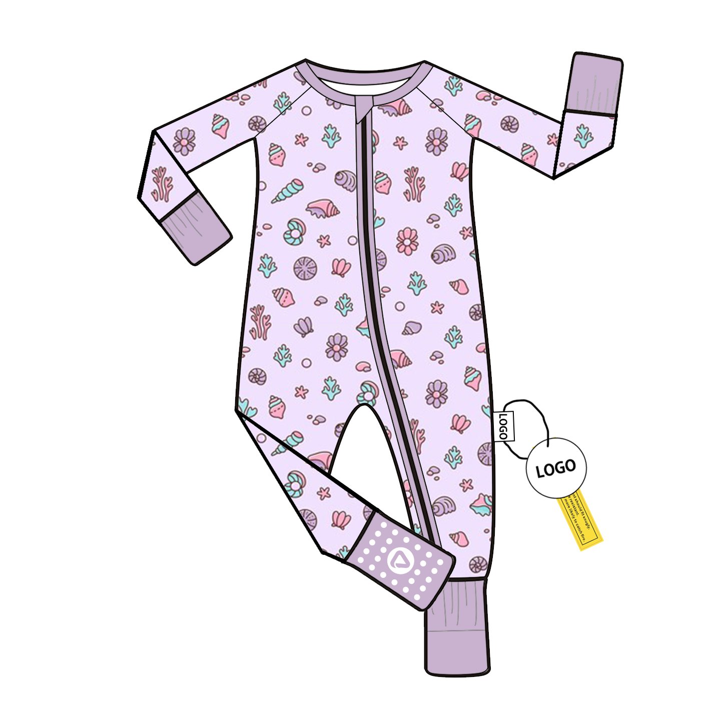 Bamboo Viscose Baby Romper Custom Print with Double Zipper Long Sleeve Pajamas for Infants Wholesale Low MOQ Jumpsuit