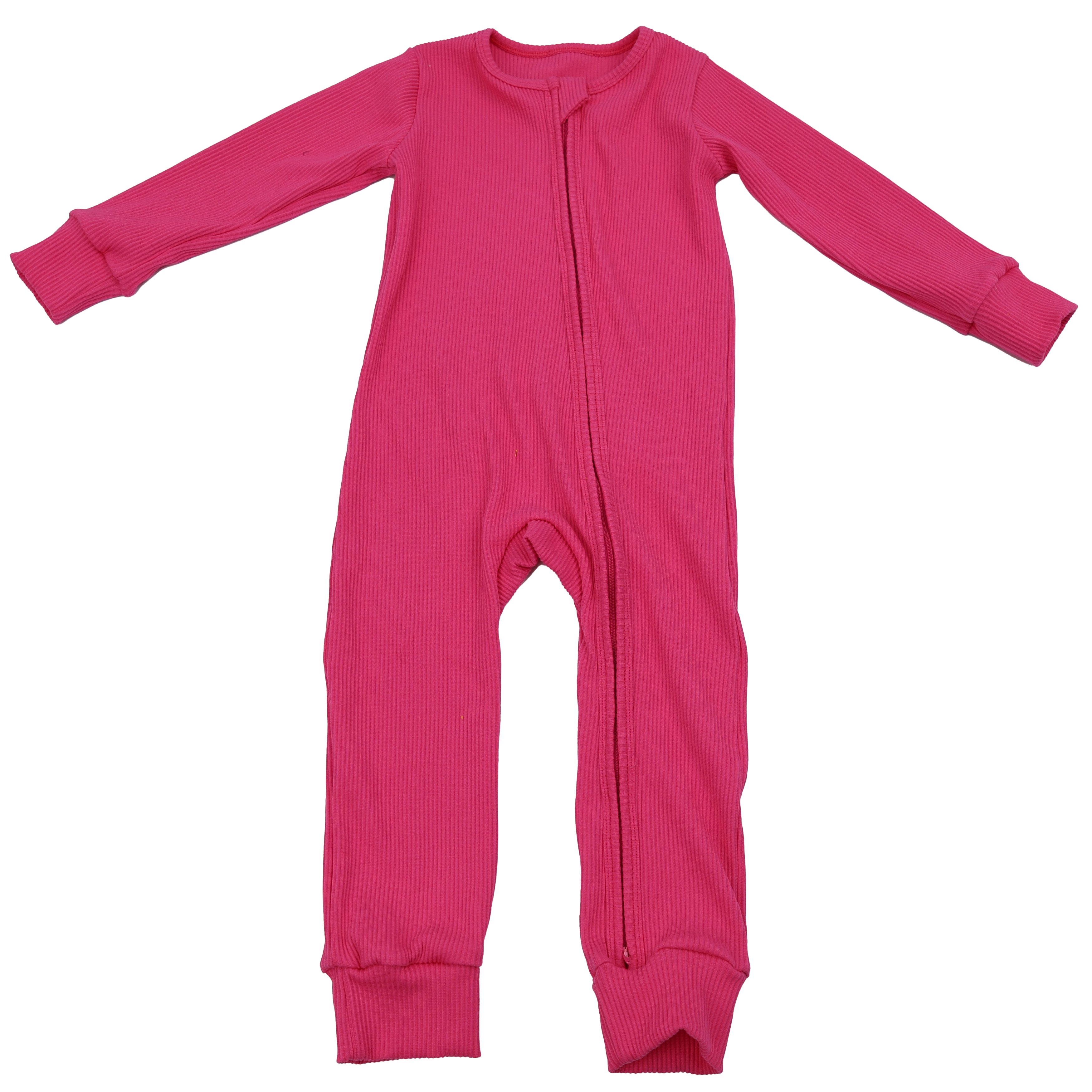 Qingli OEM ODM High Quality Zipper Baby Onesie Plain Ribbed Romper Baby New Born Clothing Solid Color Pajamas