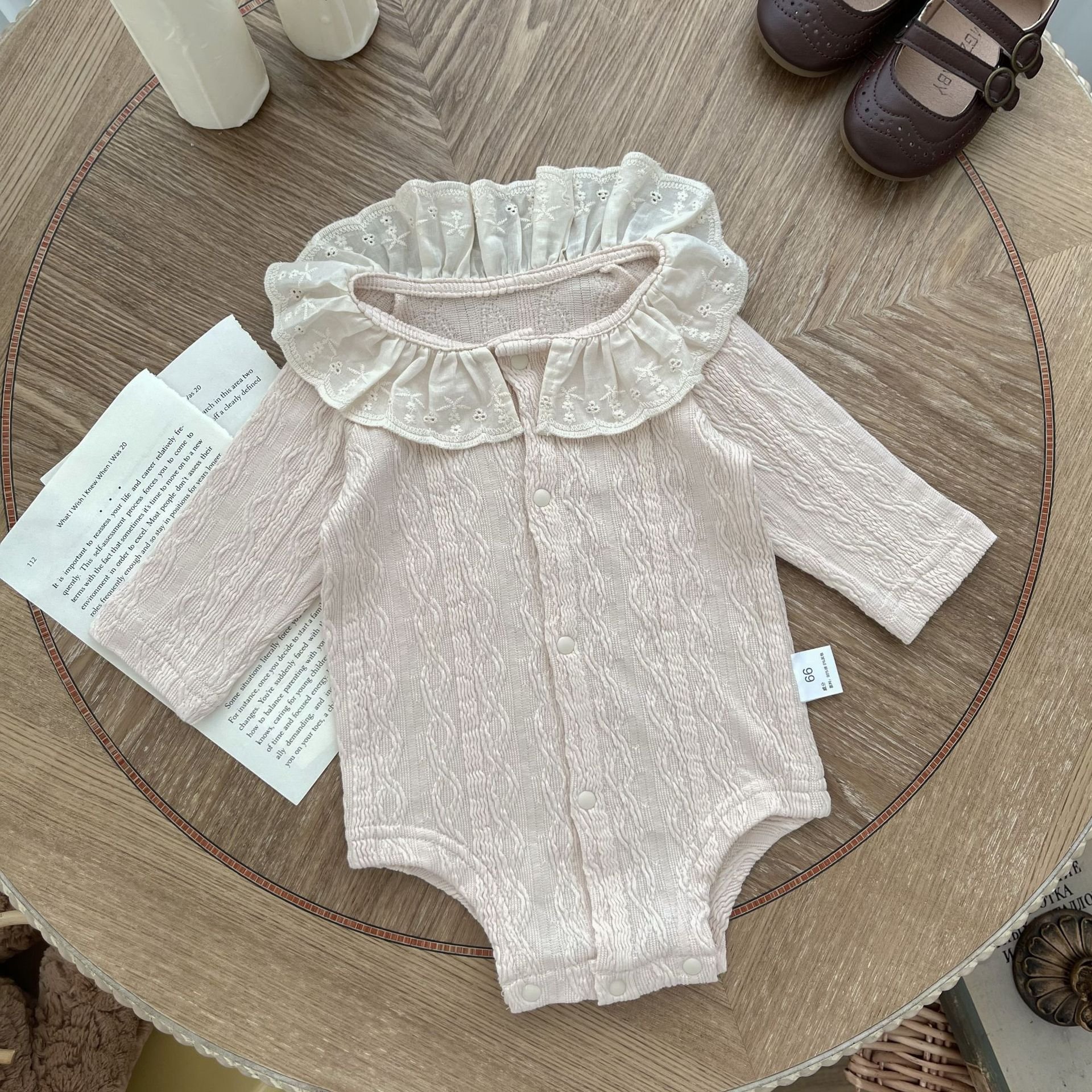 Spring And Autumn Baby Rompers Girls Sweet Lace Rompers Baby Girls Long Sleeve Cotton Clothes Baby One-Piece Triangle Romper