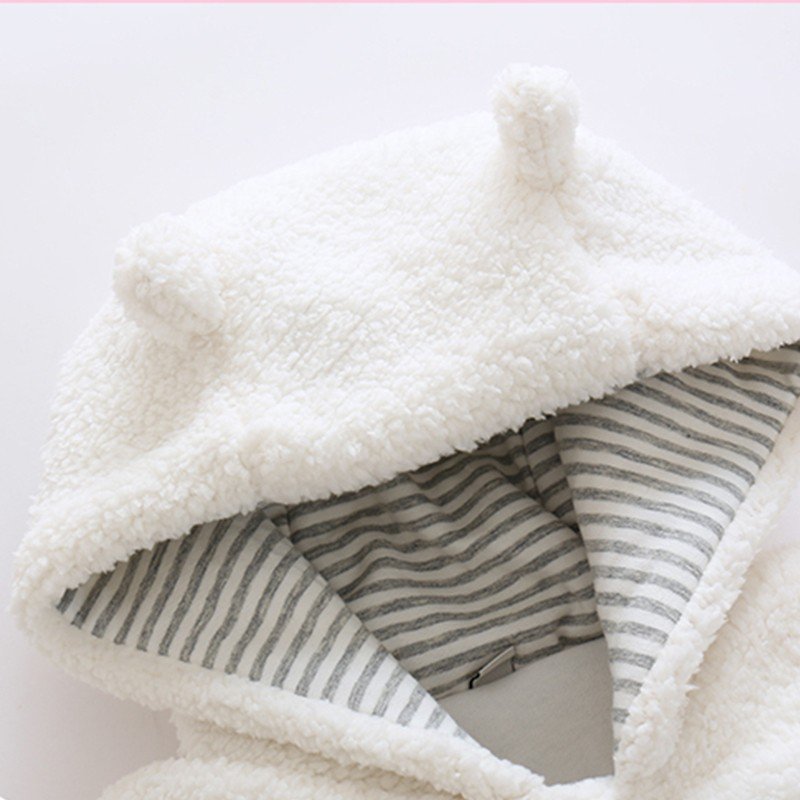 custom Wholesale High Quality 100% polyester sherpa fleece cute winter new born toddler baby boy girl unisex sromper