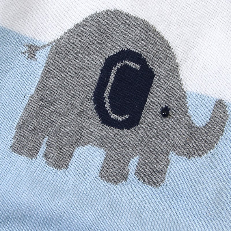 Wholesales Summer 100% Cotton Short Sleeves Turn Down Collar Elephant Animal Kids Clothes Baby Boys' Rompers Sweater