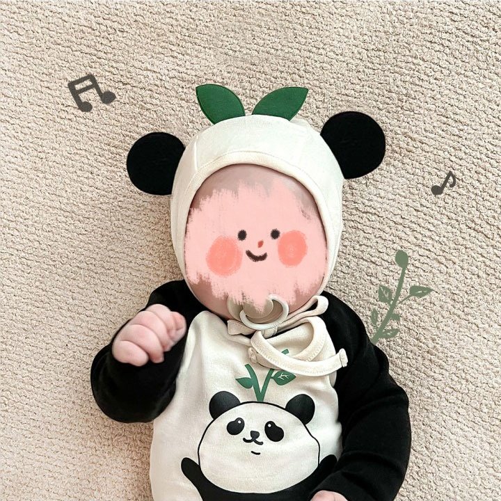 High Quality Cute Cartoon Chinese Panda Printing Bodysuit Newborn Cotton Toddler Home Baby Clothes Baby Rompers With Hat